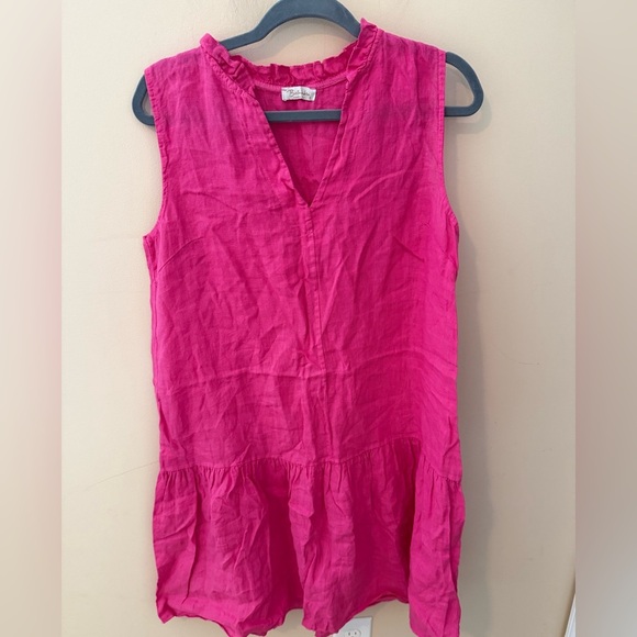 Bellambia drop waist pink Linen Dress - Made in Italy - Size S lagenlook - Picture 1 of 6